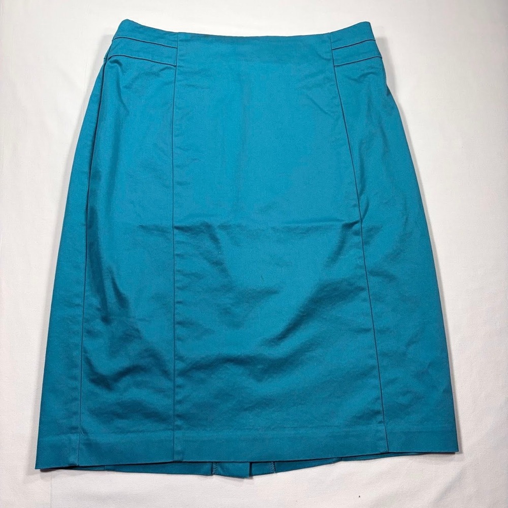 Worthington Teal Blue Pencil Skirt Size 8 Back Zip Knee Length Career Wear